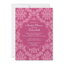 Pretty Pink Damask Spring Bridal Shower Invitation