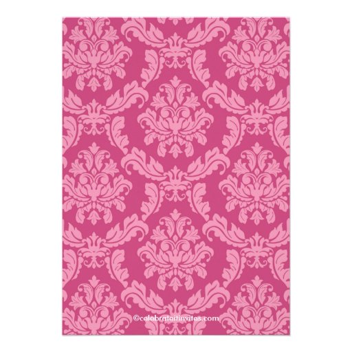 Pretty Pink Damask Spring Bridal Shower Invitation