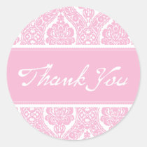 Pretty Pink Damask-Thank You Sticker stickers