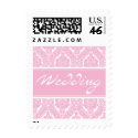 Pretty Pink Damask-Wedding-Small Postage postage by twoheartsshoppe Pretty Pink Damask-Wedding-Small Postage postage