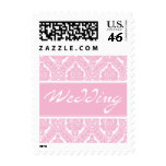 Pretty Pink Damask-Wedding-Small Postage