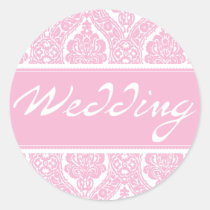Pretty Pink Damask-Wedding Sticker stickers