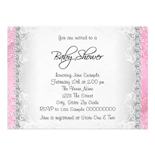 Pretty Pink Diamonds and Pearls Baby Shower Announcements