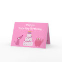 Pretty Pink Dog, Cat & Birthday Cake Sobriety Card card