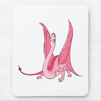 Pretty Pink Fantasy Dragon mousepad