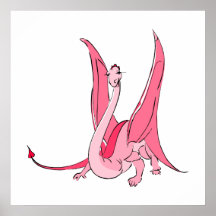 Pretty Pink Fantasy Dragon Poster