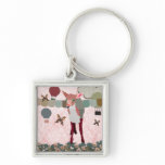 Pretty Pink Fawn Balloon Race  Keychain