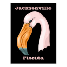 PRETTY PINK FLAMINGO TRAVEL SOUVENIR TRIP POSTCARD