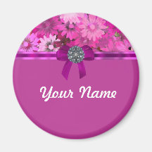 Pretty pink floral refrigerator magnets