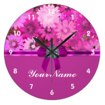 Pretty pink floral wall clocks