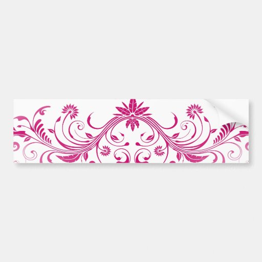 Pretty Pink Flourish Girly Elegant Floral Print Bumper Sticker Zazzle