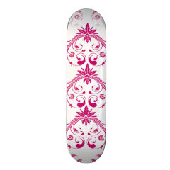 Pretty Pink Flourish Girly Elegant Floral Print Custom Skateboard