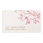 Pretty Pink Flower Blossoms Linen Look Business Card Templates
