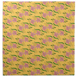 Pretty Pink Flowers Pattern On Yellow Printed Napkins
