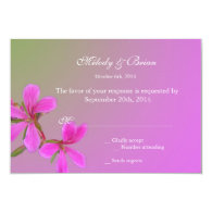 pretty pink flowers RSVP card for weddings. Invite