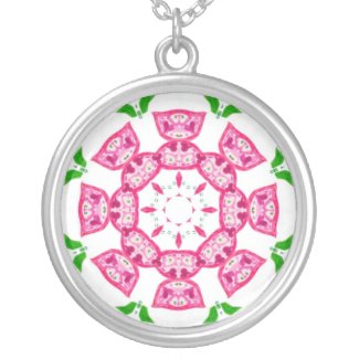 Pretty Pink Flowers Silver-plate Necklace