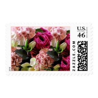 Pretty Pink Flowers Wedding Event Stamp