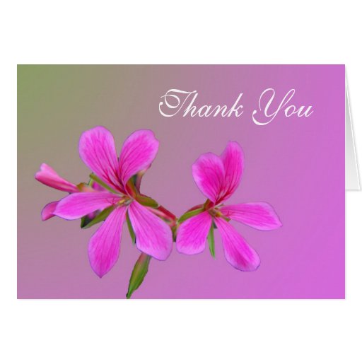 pretty pink garden flower thank you note card Zazzle