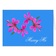 Pretty pink garden flowers marry me card. cards