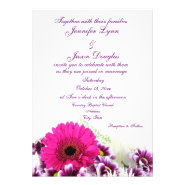 Pretty Pink Gerber Daisy and Purple Wedding Set Personalized Announcements