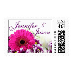 Pretty Pink Gerber Daisy and Purple Wedding Set Stamps
