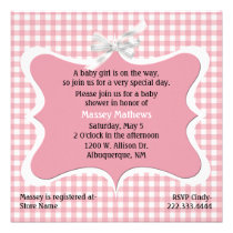Pretty Pink Gingham Custom Baby Shower Invitation invitations