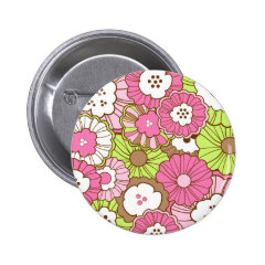 Pretty Pink Green Flowers Spring Floral Pattern