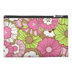 Pretty Pink Green Flowers Spring Floral Pattern Travel Accessories Bag
