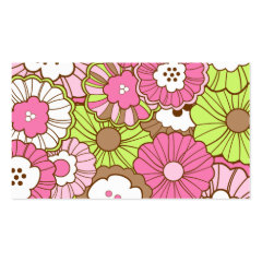 Pretty Pink Green Flowers Spring Floral Pattern Business Card