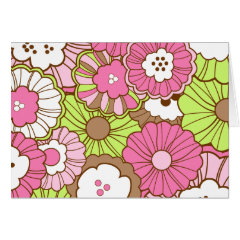 Pretty Pink Green Flowers Spring Floral Pattern Card