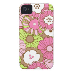 Pretty Pink Green Flowers Spring Floral Pattern iPhone 4 Case-Mate Case