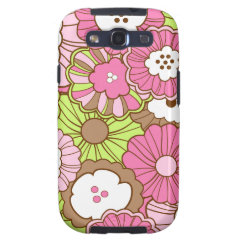 Pretty Pink Green Flowers Spring Floral Pattern Galaxy SIII Case