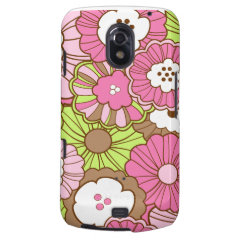 Pretty Pink Green Flowers Spring Floral Pattern Samsung Galaxy Nexus Cover