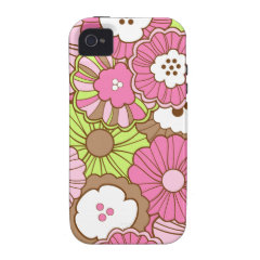 Pretty Pink Green Flowers Spring Floral Pattern Case-Mate iPhone 4 Case