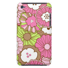 Pretty Pink Green Flowers Spring Floral Pattern iPod Touch Covers