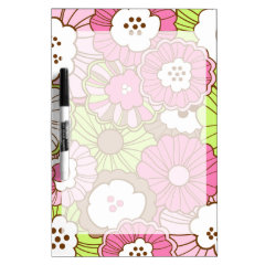 Pretty Pink Green Flowers Spring Floral Pattern Dry-Erase Whiteboards