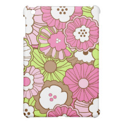 Pretty Pink Green Flowers Spring Floral Pattern iPad Mini Covers