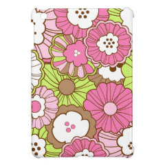 Pretty Pink Green Flowers Spring Floral Pattern iPad Mini Case