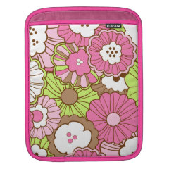 Pretty Pink Green Flowers Spring Floral Pattern iPad Sleeve