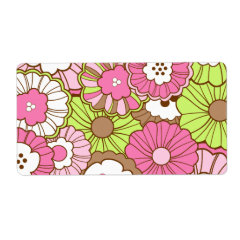 Pretty Pink Green Flowers Spring Floral Pattern Personalized Shipping Label