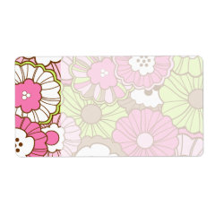 Pretty Pink Green Flowers Spring Floral Pattern Shipping Label