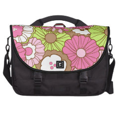 Pretty Pink Green Flowers Spring Floral Pattern Laptop Computer Bag