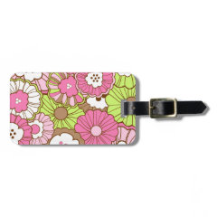 Pretty Pink Green Flowers Spring Floral Pattern Travel Bag Tag