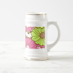 Pretty Pink Green Flowers Spring Floral Pattern Coffee Mugs