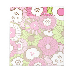 Pretty Pink Green Flowers Spring Floral Pattern Memo Note Pad