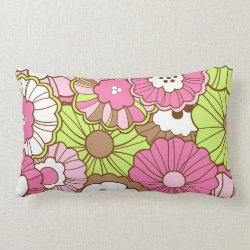 Pretty Pink Green Flowers Spring Floral Pattern Pillow
