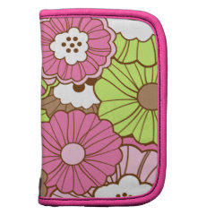 Pretty Pink Green Flowers Spring Floral Pattern Folio Planners