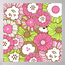 Pretty Pink Green Flowers Spring Floral Pattern Gifts