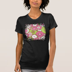 Pretty Pink Green Flowers Spring Floral Pattern T Shirts