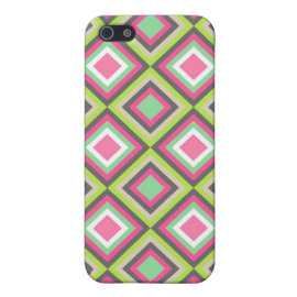 Pretty Pink Green Gray Diamonds Square Pattern iPhone 5 Covers